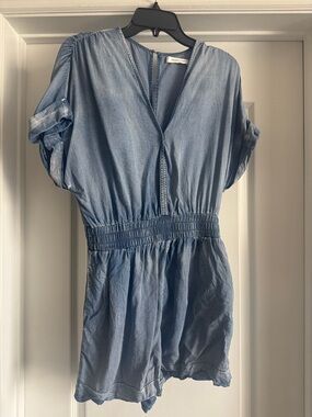 Mustard Seed Light Blue Denim Romper